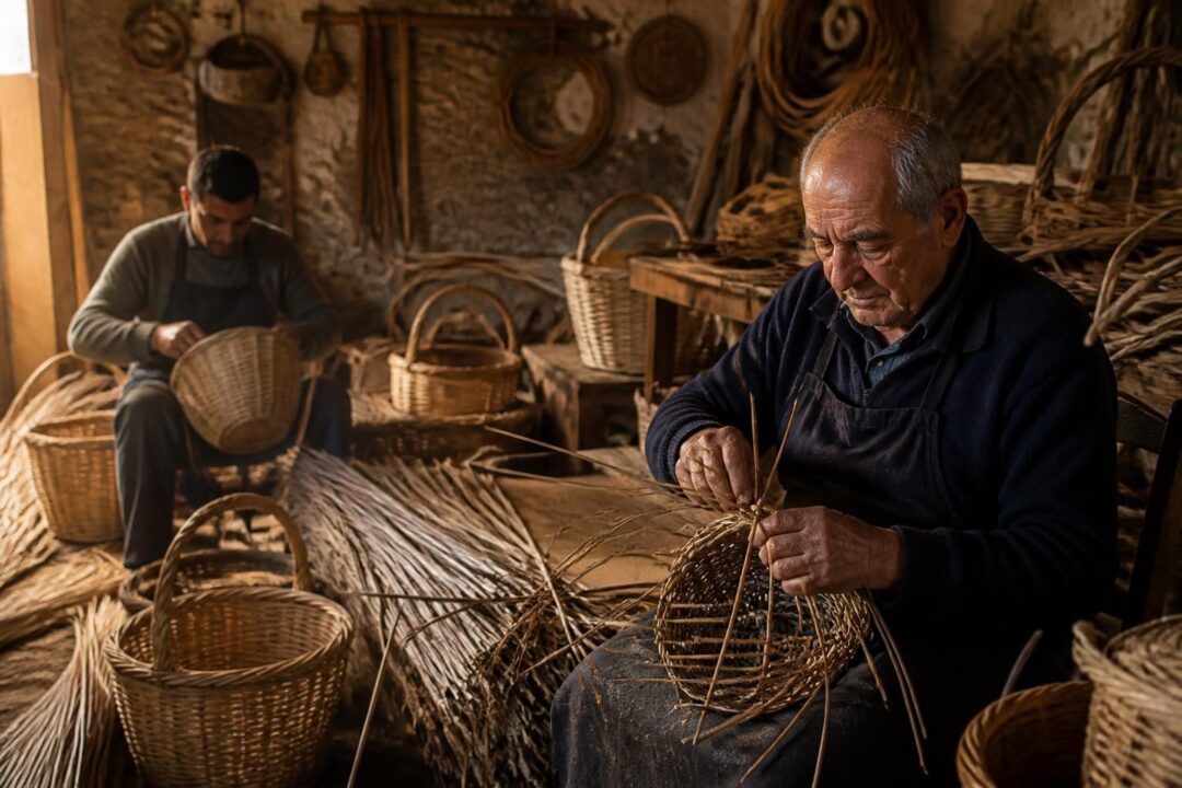 scopri l'arte tradizionale della cesteria calabrese con vimini, canne e i maestri cestai della piana di gioia tauro, simboli di cultura e artigianato locale.