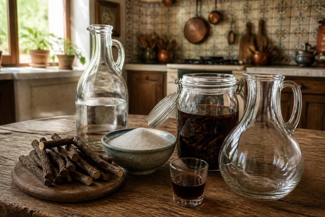 scopri la ricetta originale calabrese del liquore alla liquirizia: dosi precise, metodi di infusione e tempi di riposo per un sapore autentico e intenso.